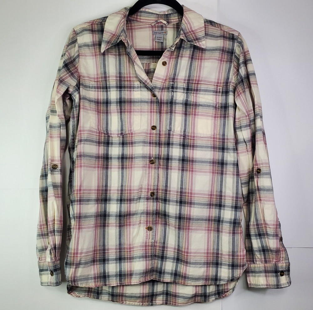 Carhartt Women’s Small Plaid Button Up Shirt Long Sleeve Workwear Casual Top